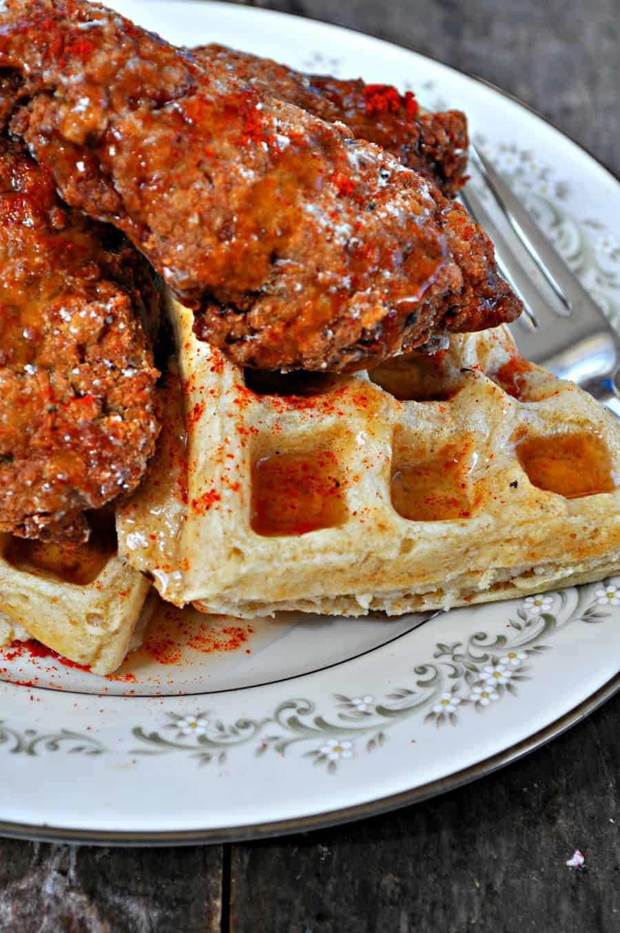 Vegan Chicken and Waffles with Spicy Maple Syrup Rabbit and Wolves