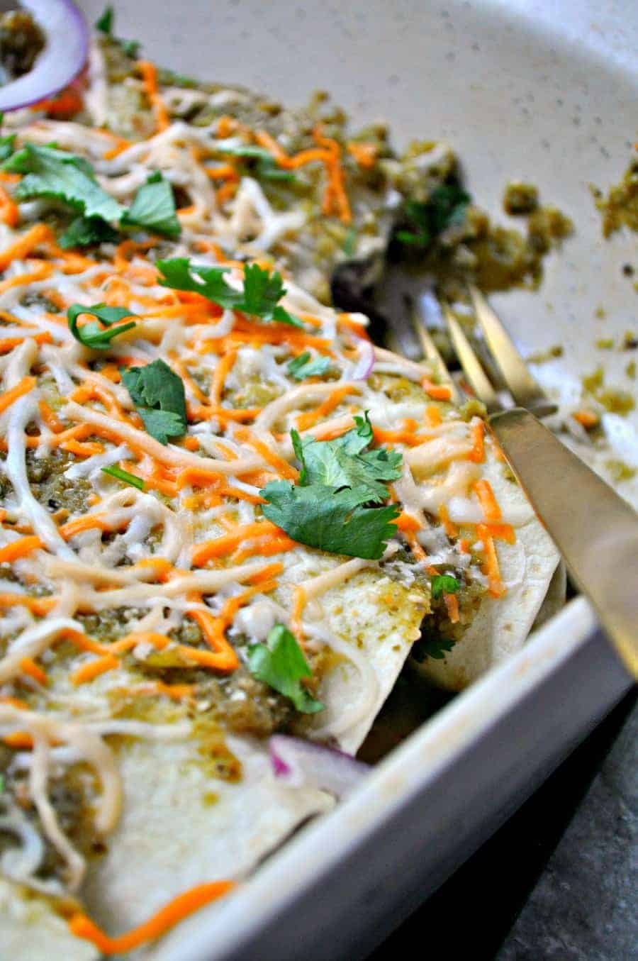 Vegan Enchilada Suizas Rabbit and Wolves