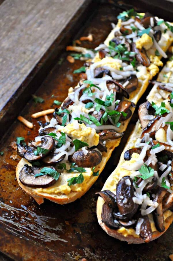 Vegan Mushroom White French Bread Pizza Rabbit and Wolves