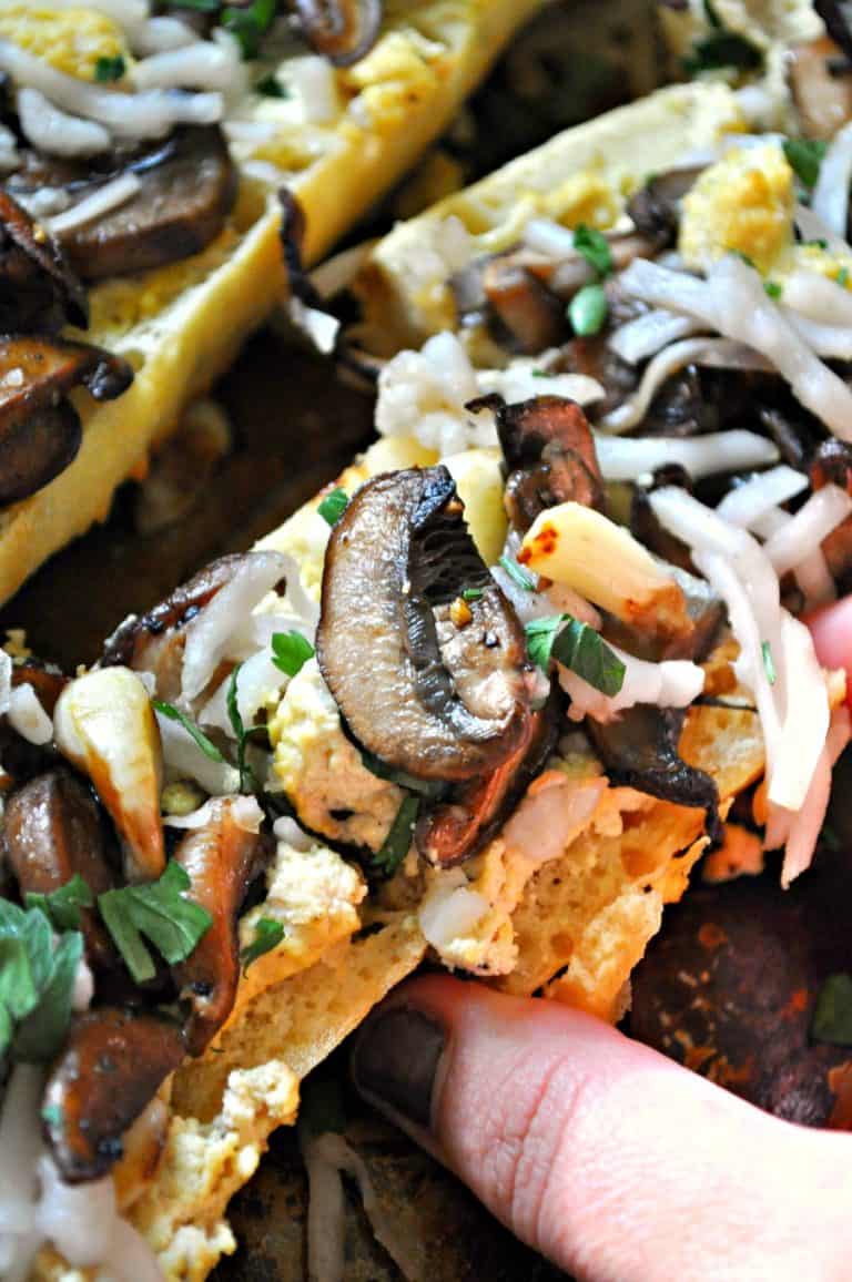 Vegan Mushroom White French Bread Pizza Rabbit and Wolves