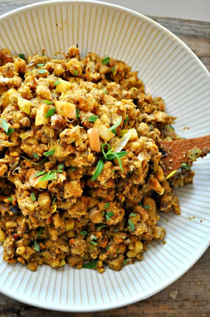 Vegan Sausage, Leek and Apple Stove Top Stuffing Rabbit and Wolves