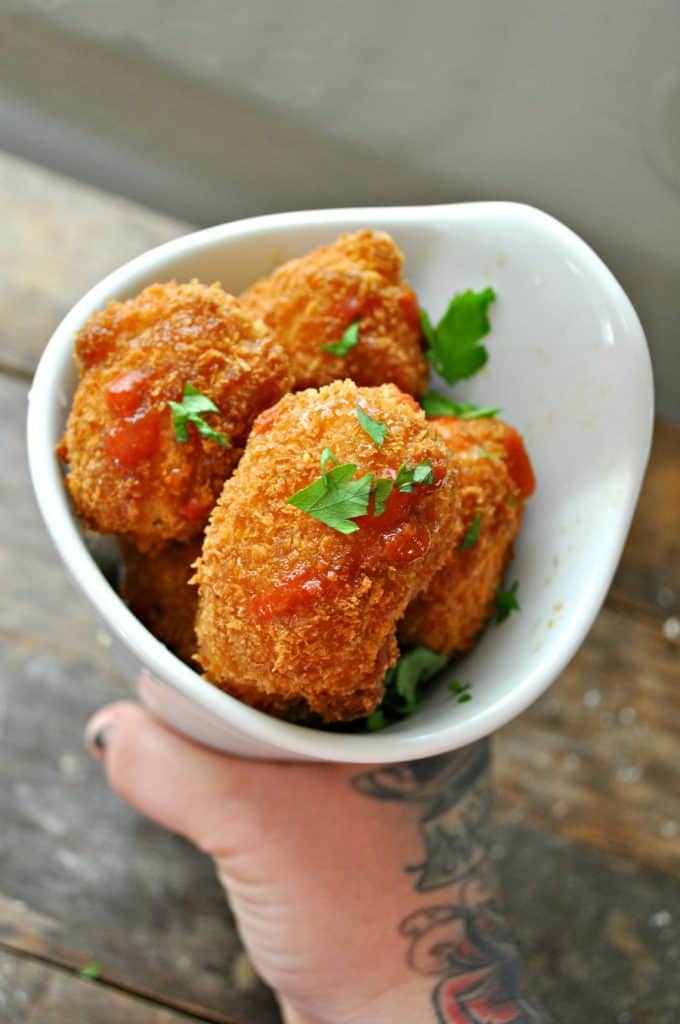 Vegan Fried "Goat Cheese" Fritters Rabbit and Wolves