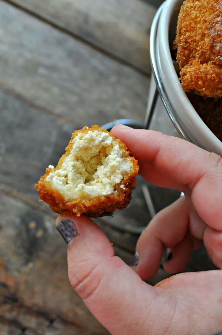 Vegan Fried "Goat Cheese" Fritters Rabbit and Wolves