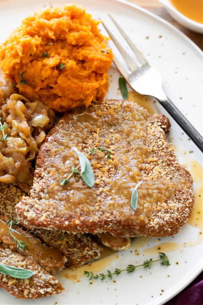 Vegan "Pork Chops" and Applesauce Rabbit and Wolves
