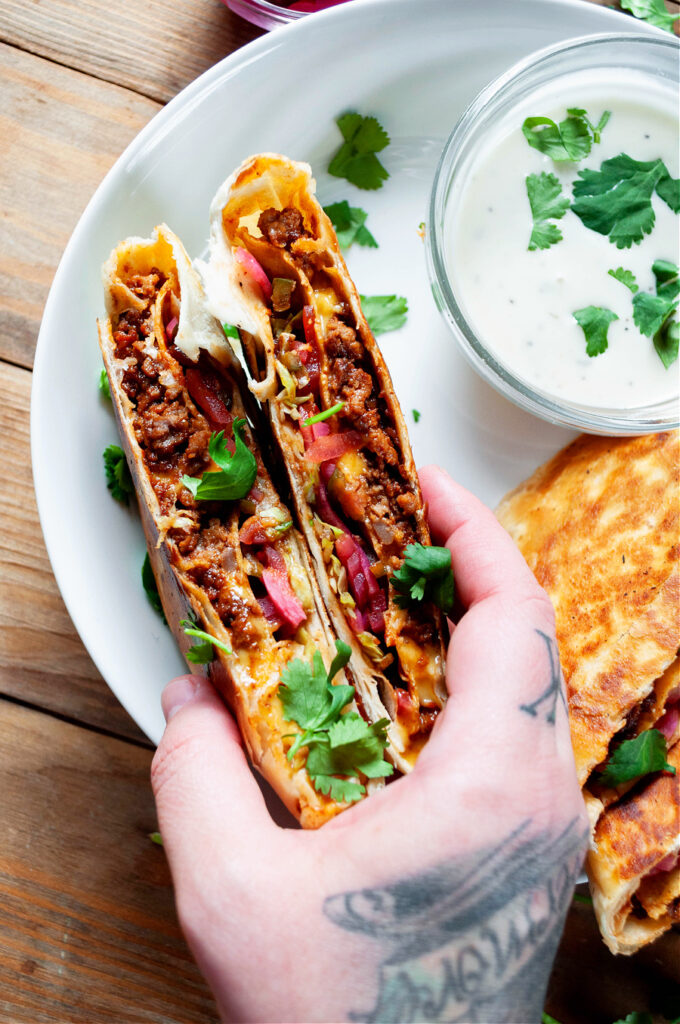 BBQ Cheeseburger Vegan Crunchwraps Rabbit and Wolves