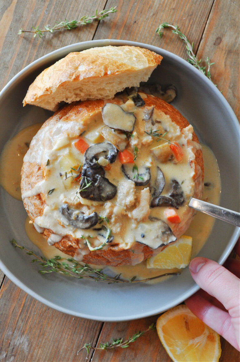 Vegan Roasted Mushroom and Sausage Chowder Rabbit and Wolves