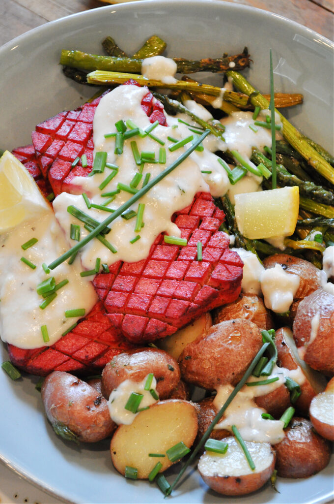 Creamy Garlic Herb Vegan "Salmon" Rabbit and Wolves
