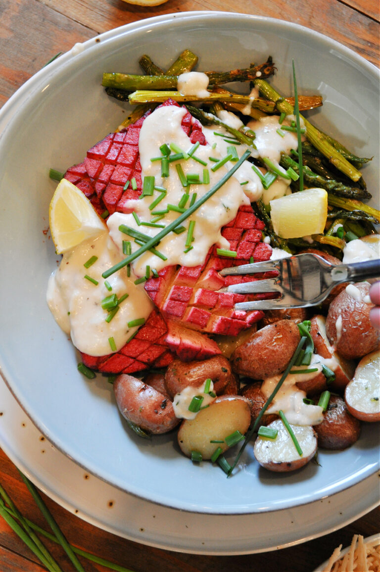Creamy Garlic Herb Vegan "Salmon" Rabbit and Wolves