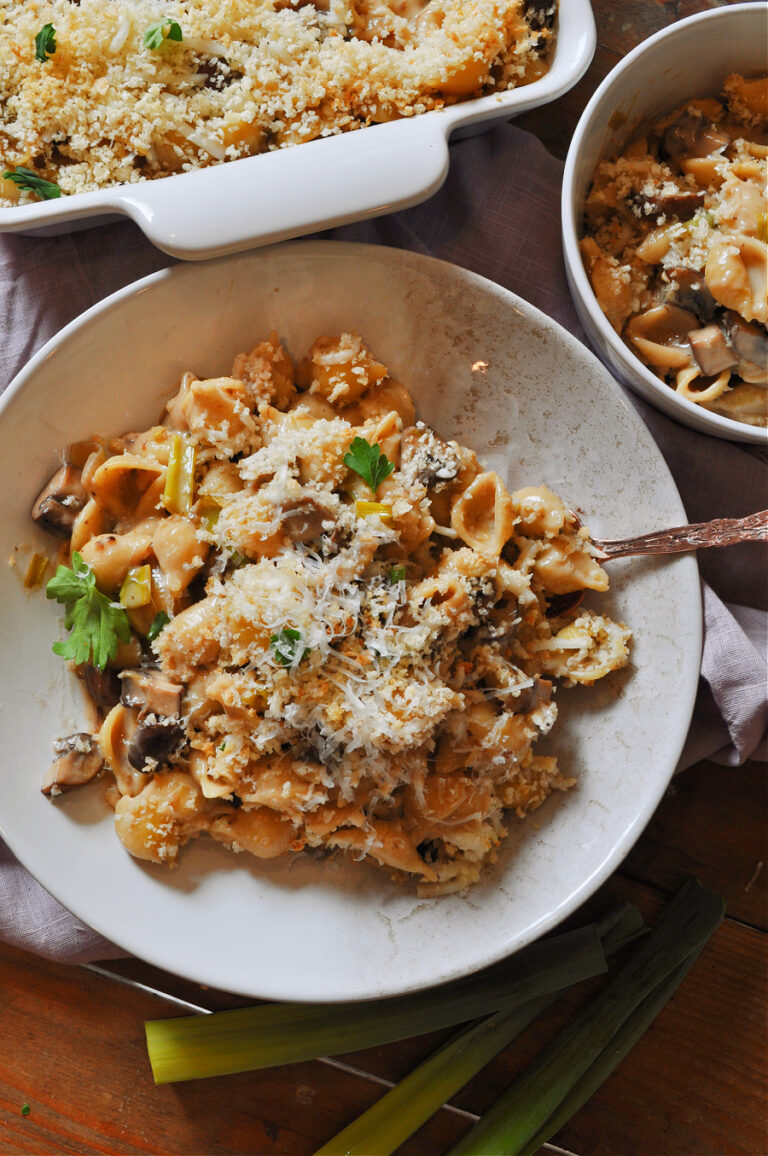 Vegan Mushroom Leek Gratin Mac and Cheese Rabbit and Wolves